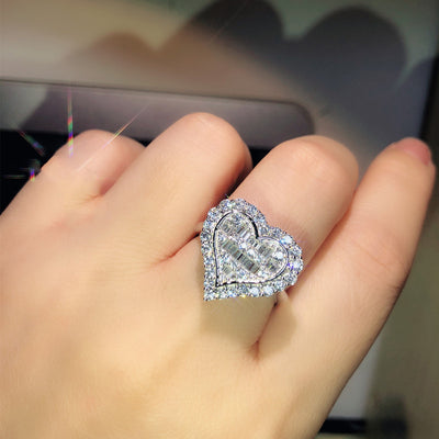 heart cubic zirconia diamond ring