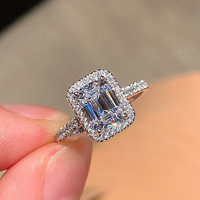 emerald halo cz engagement ring