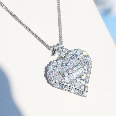 heart pave cz diamond necklace